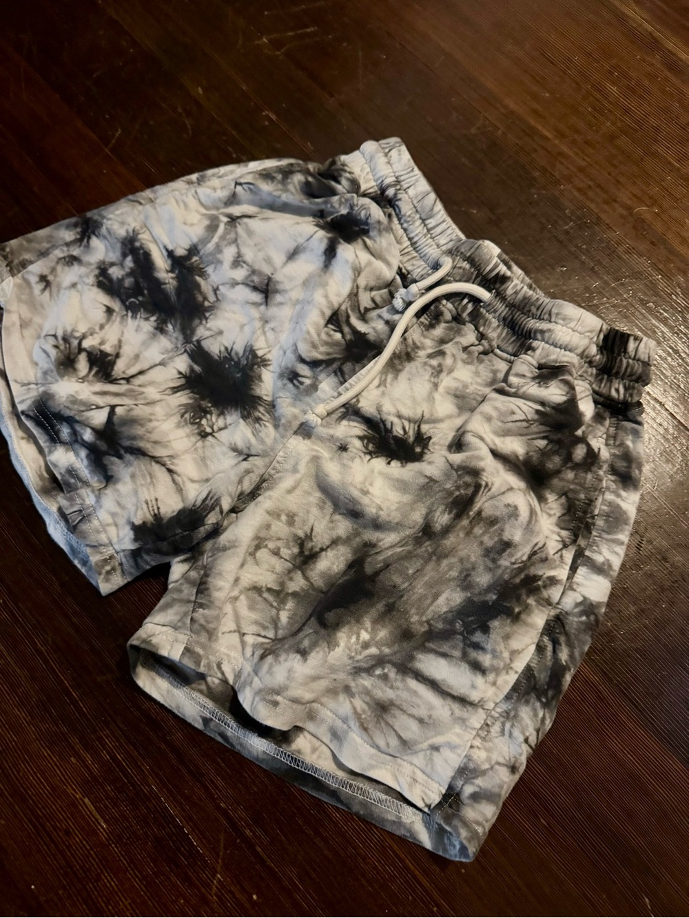 Men's Black & White Tie-Dye Athletic Shorts - Picture 2 of 4